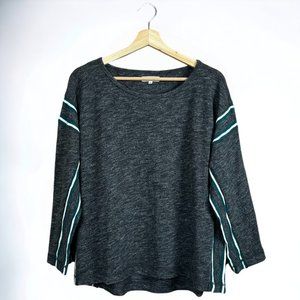 Madewell Dark Grey Retro Pullover Knit 3/4 Sleeve Shirt with Striped Side Panels